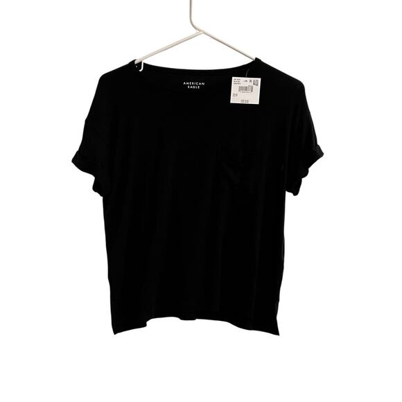 American Eagle Soft & Sexy Tee Black Size XS Women’s Shirt Casual Basic Boxy NWT - Picture 1 of 3